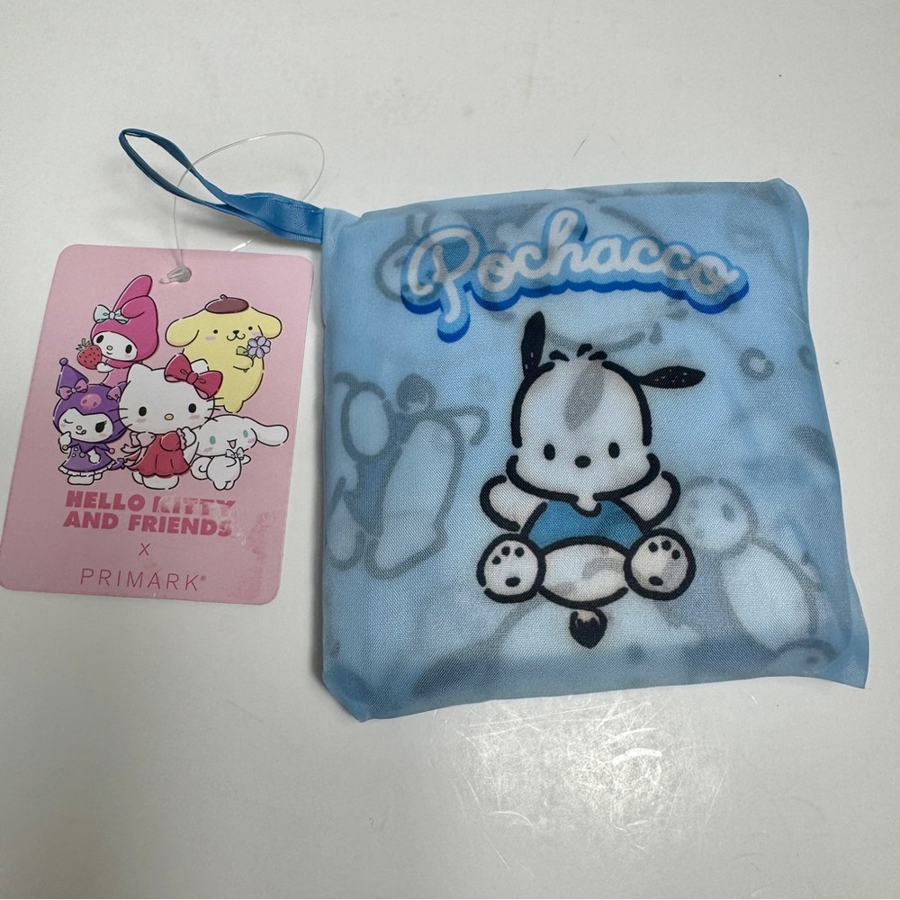 NWT. Sanrio Pochacco Blue Packable Foldable Tote